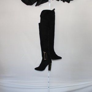 Zip Up  Black Suede Over The Knee High Boot